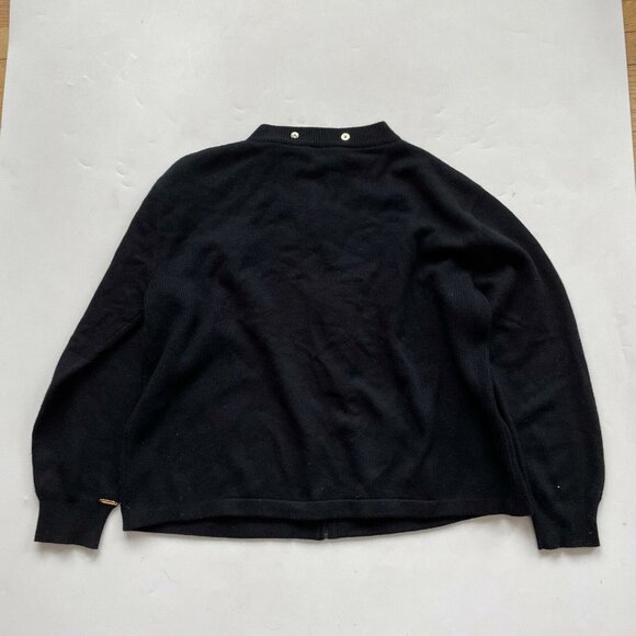 St. John Sport Black 100% Cashmere Zipper Sweater Gold Buttons XL - Picture 10 of 10